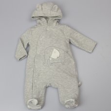 C12107: Baby Grey Quilted Pram Suit (0-9 Months)